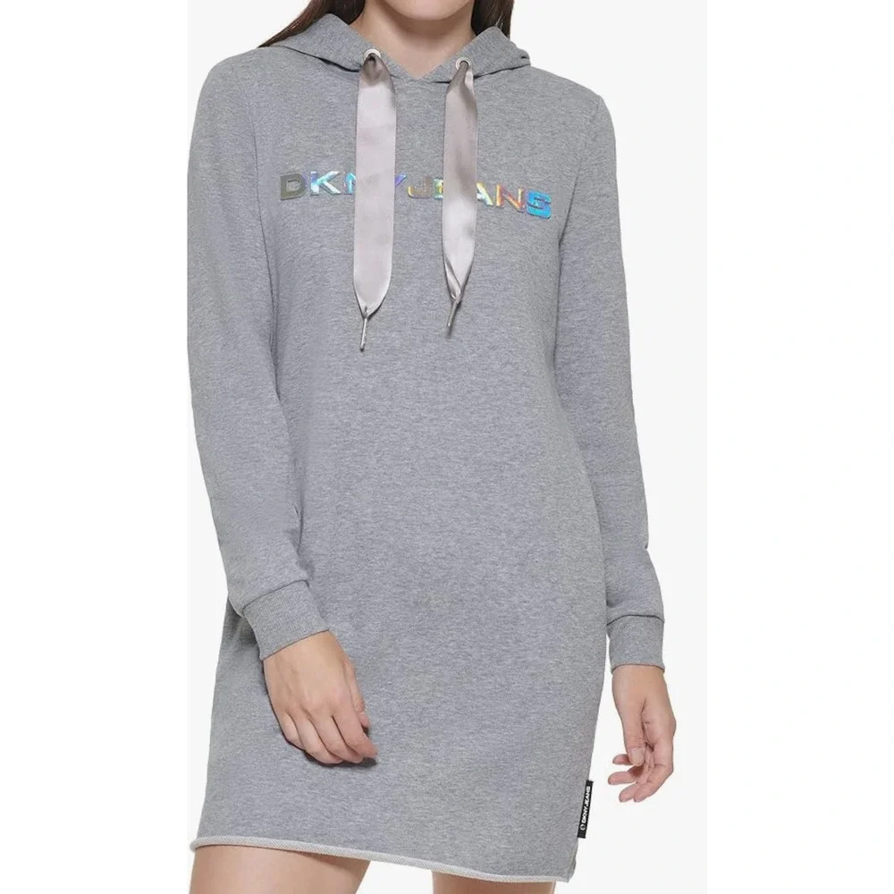 DKNY Women's Hooded Logo Jeans Dress - Effortlessly Stylish in Size XS* W1318 - Picture 1 of 5